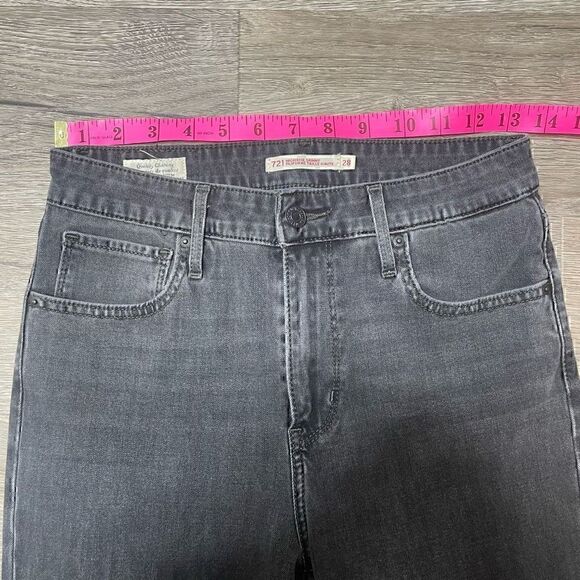 Levis 721 Jeans Size 28 High Rise Skinny Stretch Grey Denim Dark - Picture 5 of 11